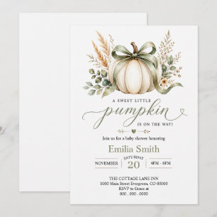 Neutral Boho Autumn Watercolor Pumpkin Baby Shower Invitation