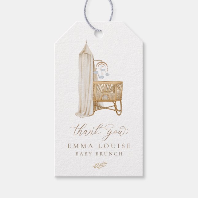 Neutral Boho Baby Brunch Gift Tags (Front)