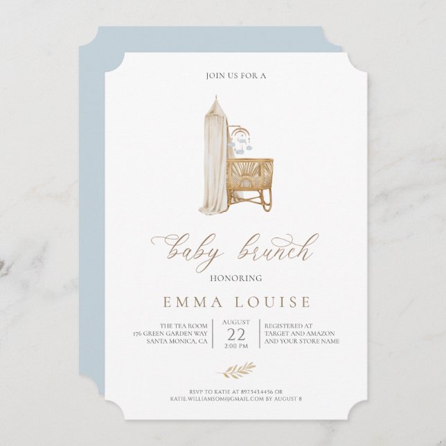 Neutral Boho Baby Brunch Invitation (Front/Back)