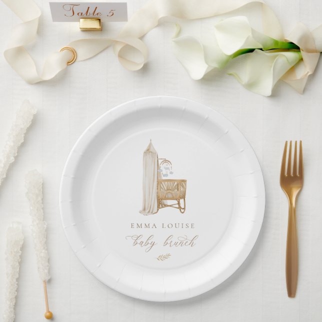 Neutral Boho Baby Brunch  Paper Plate (Wedding)