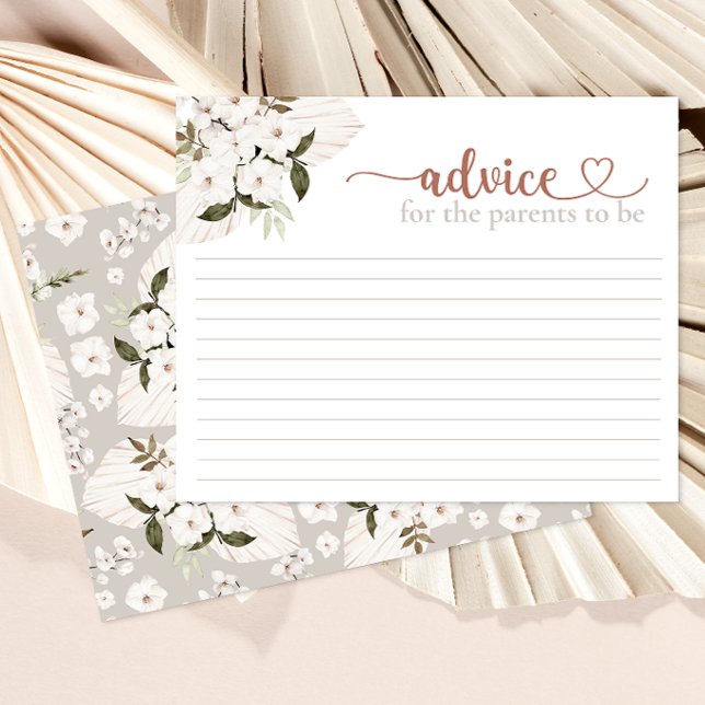 Neutral Boho Baby Shower Advice Card (Baby Shower Advice Card)