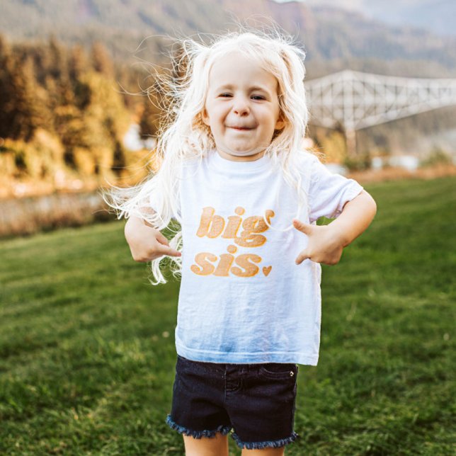 Neutral Boho “big sis” Heart Matching Siblings Toddler T-Shirt (Creator Uploaded)