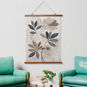 Neutral Boho Botanical Art Minimalist Earth Hanging Tapestry