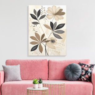Neutral Boho Botanical Art Minimalist Earth Tone Canvas Print