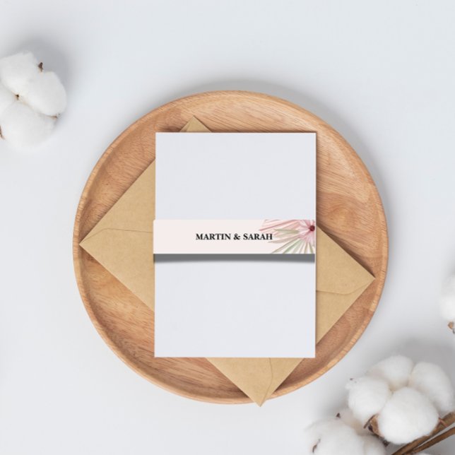 Neutral Boho Botanical Wedding Belly Band Invitation Belly Band (Creator Uploaded)
