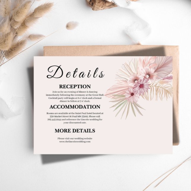 Neutral Boho Botanical Wedding Enclosure Card (Creator Uploaded)