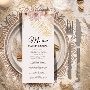 Neutral Boho Botanical Wedding Menu Card