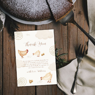 Neutral Boho Chick Hatching Soon Baby Shower Thank You Card