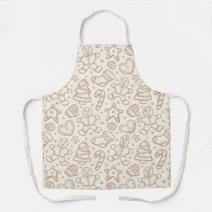 Neutral Boho Christmas Gingerbread Man Beige Apron