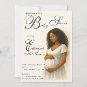 Neutral Boho Elegance Baby Shower Black Mom to Be Invitation