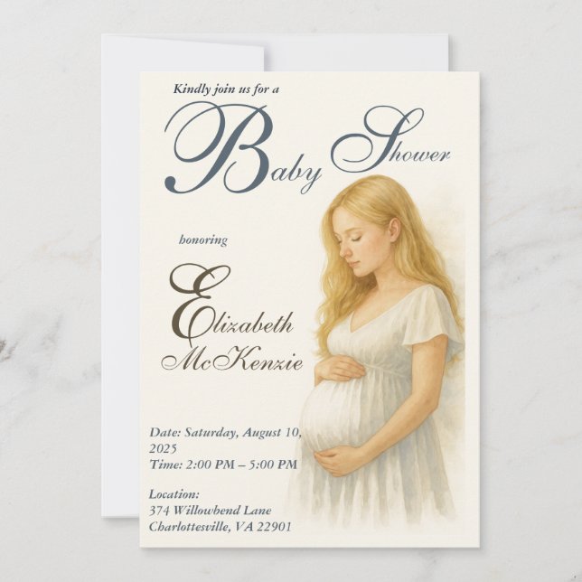 Neutral Boho Elegance Baby Shower Blonde Mom to be Invitation (Front)