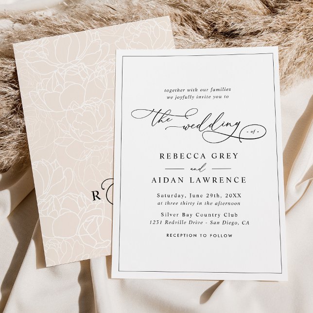 Neutral Boho Elegant Calligraphy Script Wedding Invitation (Creator Uploaded)