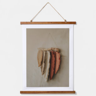 Neutral Boho Feather Wall Art, Rustic M Hanging Tapestry