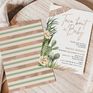 Neutral Boho Fiesta Taco Bout A Baby Baby Shower Invitation
