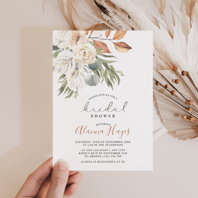 Neutral Boho Floral Bridal Shower Invitation (Creator Uploaded)