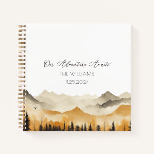 Neutral Boho Mountain Watercolor Wedding Guest  Notebook
