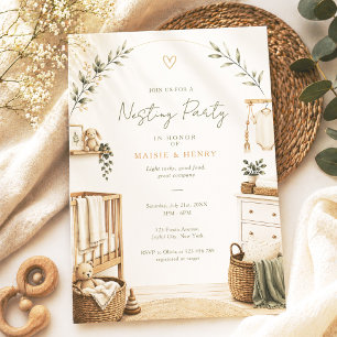 Neutral Boho Nesting Party Baby Shower Invitation