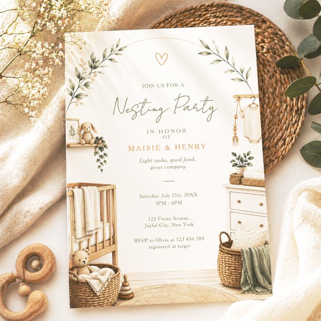 Neutral Boho Nesting Party Baby Shower Invitation (Creator Uploaded)