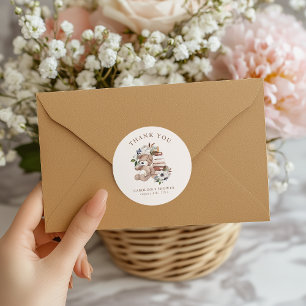 Neutral Boho Nursery Baby Shower Thank You Classic Round Sticker