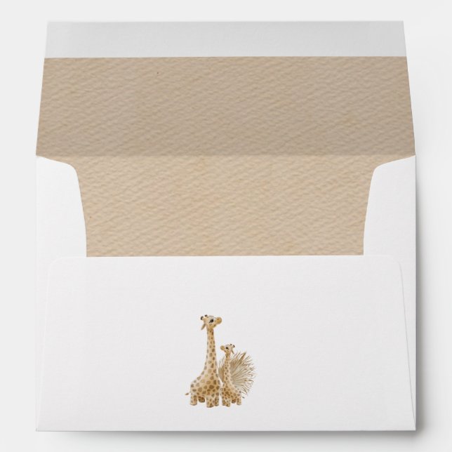 Neutral  Boho Pampas Grass Giraffe Baby Shower  Envelope (Back (Bottom))