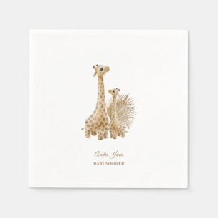 Neutral Boho Pampas Grass Giraffe Baby Shower Napkin
