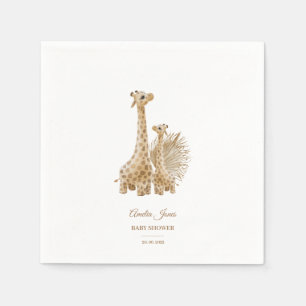 Neutral Boho Pampas Grass Giraffe Baby Shower  Napkin