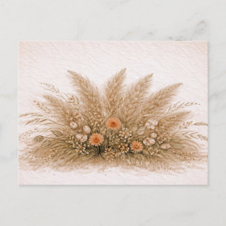 Neutral Boho Pampas Grass Wildflower Arrangement  Postcard