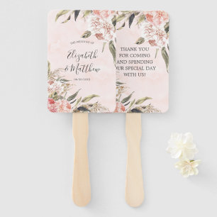 Neutral Boho Pink Peony Pampas Wedding Thank You Hand Fan