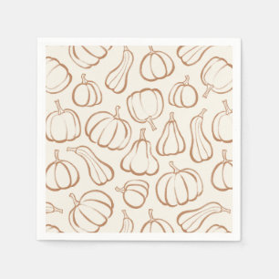 Neutral Boho Pumpkin Pattern Fall Halloween Party Napkin