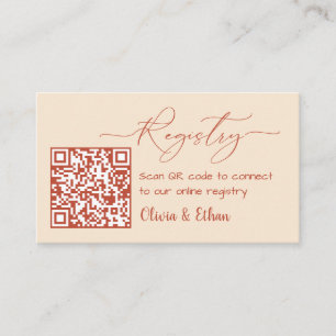 Neutral Boho QR Code Wedding Registry Enclosure Card