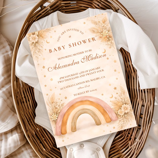Neutral Boho Rainbow Baby Shower Invitation (Creator Uploaded)