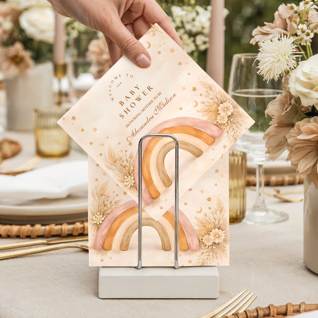 Neutral Boho Rainbow Baby Shower Napkin (Creator Uploaded)
