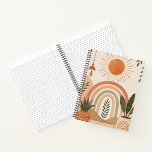 Neutral Boho Sun and Plants Notebook