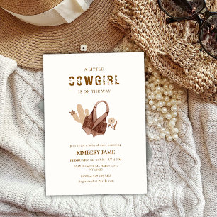 Neutral Boho Western Cactus Cowgirl Baby Shower Invitation