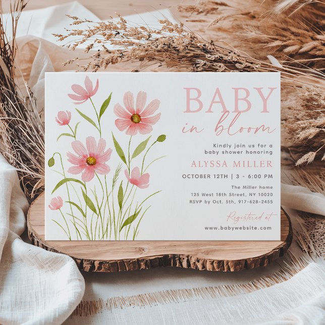 Neutral Boho Wildflowers Baby in Bloom Baby Shower Invitation (Creator Uploaded)