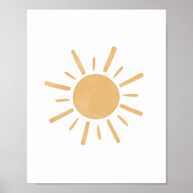 Neutral Boho Yellow Sun Sunshine Nursery Art  Poster (Front)