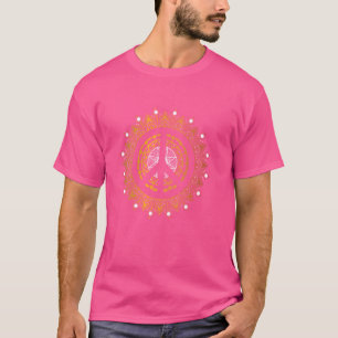 Neutral Boho Yoga Ornate Mandala Peace Sign Hippie T-Shirt