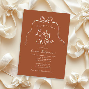 Neutral Bold Simple Bow Baby Shower Invitation