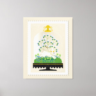 Neutral Botanical Bunny Cloche French Farmhouse Canvas Print