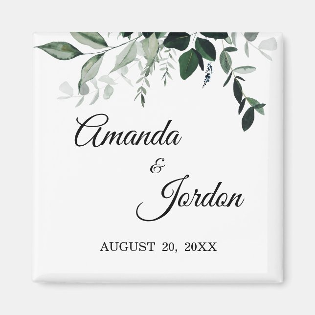 Neutral Botanical Wedding Magnet (Front)