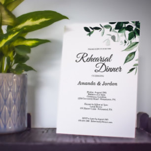 Neutral Botanical Wedding Rehearsal Dinner Invitation