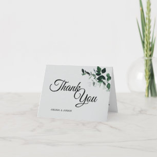 Neutral Botanical Wedding Thank You Card