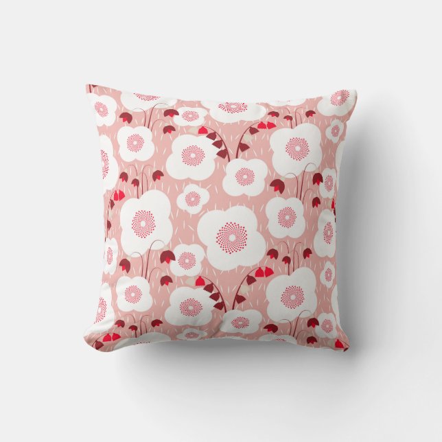 Neutral Botanicals - Poppies pink Cushion (Front)