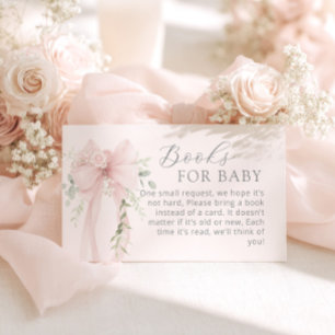 Neutral Bow Greenery Books for baby Enclosure Card