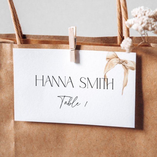 Neutral Bow Shes Tying the Knot Bridal Shower Place Card (Creator Uploaded)