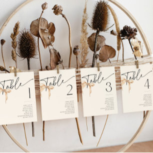 Neutral Bow Tying Knot Bridal Shower Table Number