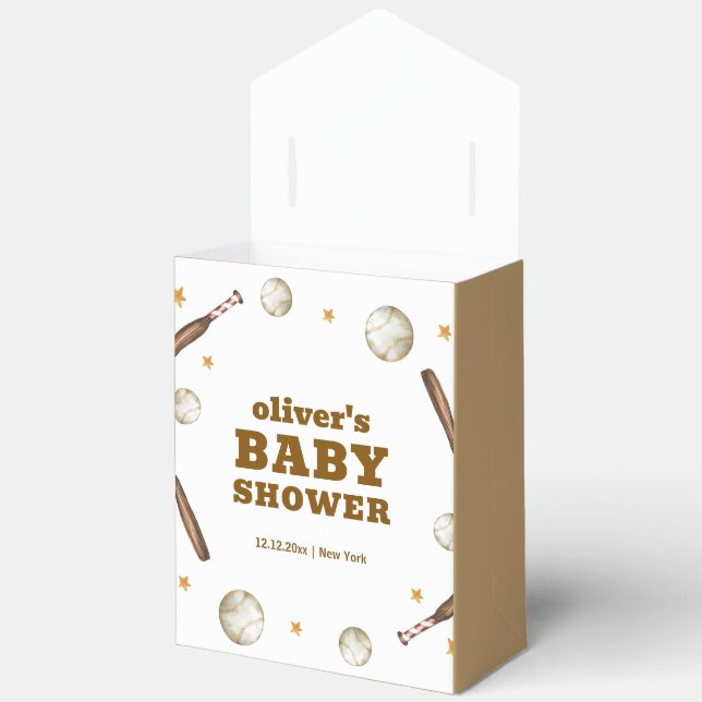 Neutral Boy Batter Up Baseball Sport Baby Shower  Favour Box (Open)