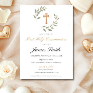 Neutral Boy Girl First Communion Invitation Editab