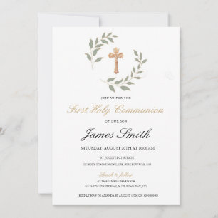 Neutral Boy Girl First Communion Invitation Editab