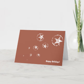 Neutral Brick Jagged Circle Stars Holiday Card